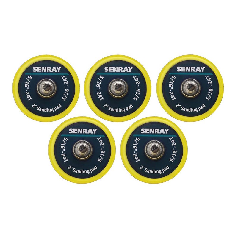 SENRAY 5PCS 2 Inch Backing Pad - 5/16"-24 Thread Hook and Loop Backing Pad Buffing Plate for Air Sander and Dual Action Car Polisher - Image 1